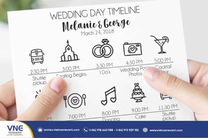 Plan the wedding reception timeline