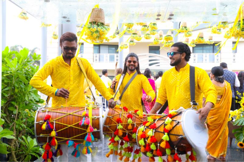 The Haldi Ceremony exhibits the Hindu mark