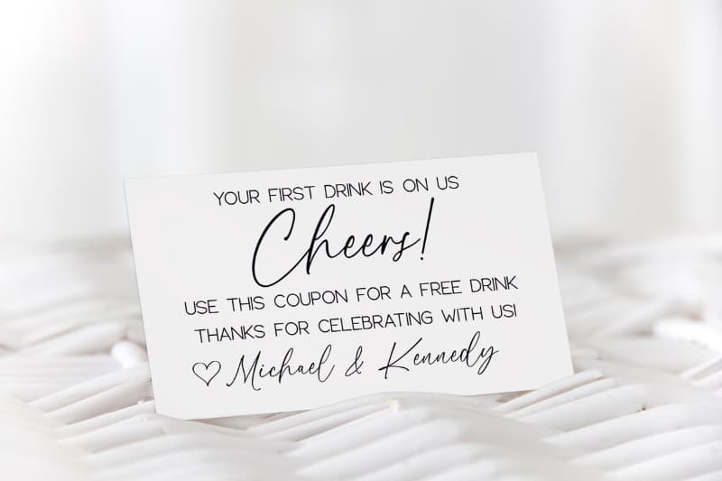 Wedding Welcome Party Drink Coupons